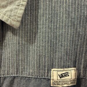 Vans Men Long Sleeve The Sole Of Skate Blue Denim Two Tone Button Up Size Medium